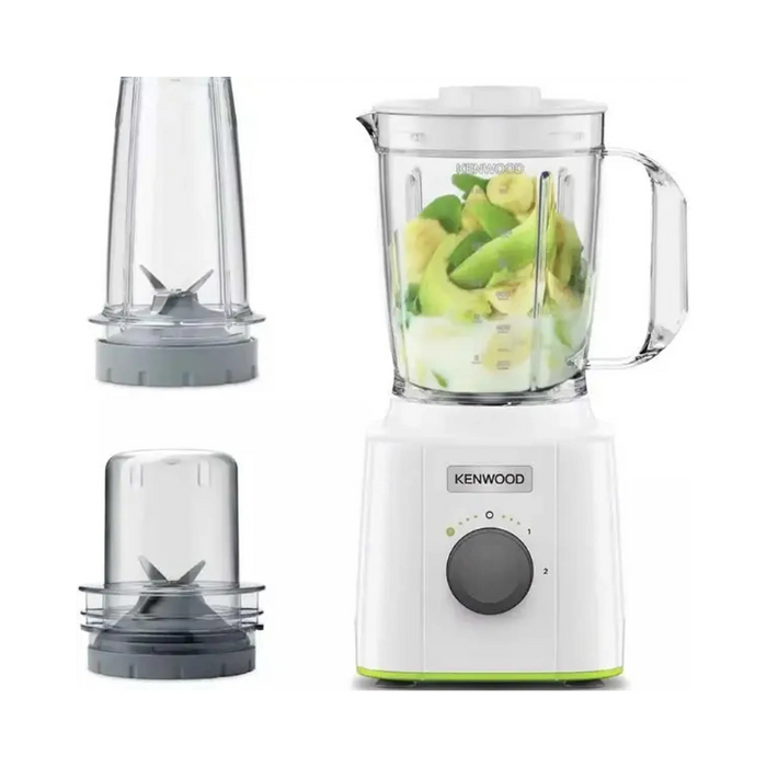 Kenwood Blender 350W Smoothie Blender/Smoothie Maker Blend-Xtractª 1L with Multi Mill (Grinder/Chopper)| Smoothie2Go Bottle BLP31.D0WG White