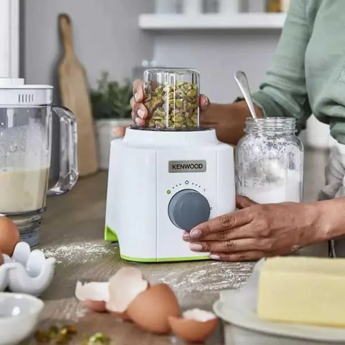 Kenwood Blender 350W Smoothie Blender/Smoothie Maker Blend-Xtractª 1L with Multi Mill (Grinder/Chopper)| Smoothie2Go Bottle BLP31.D0WG White