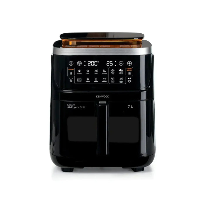 Kenwood 7L Airfryer Steam Glass | LCD Touch Screen Display | Non- stick Removable Basket | Black | HFS92.000BK