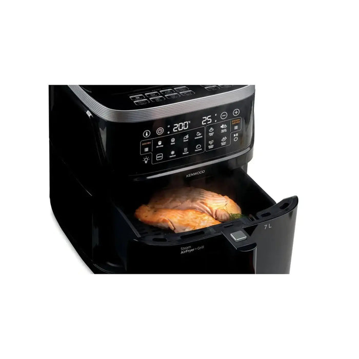 Kenwood 7L Airfryer Steam Glass | LCD Touch Screen Display | Non- stick Removable Basket | Black | HFS92.000BK