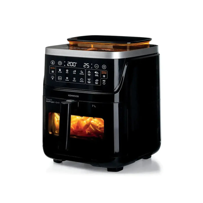 Kenwood 7L Airfryer Steam Glass | LCD Touch Screen Display | Non- stick Removable Basket | Black | HFS92.000BK