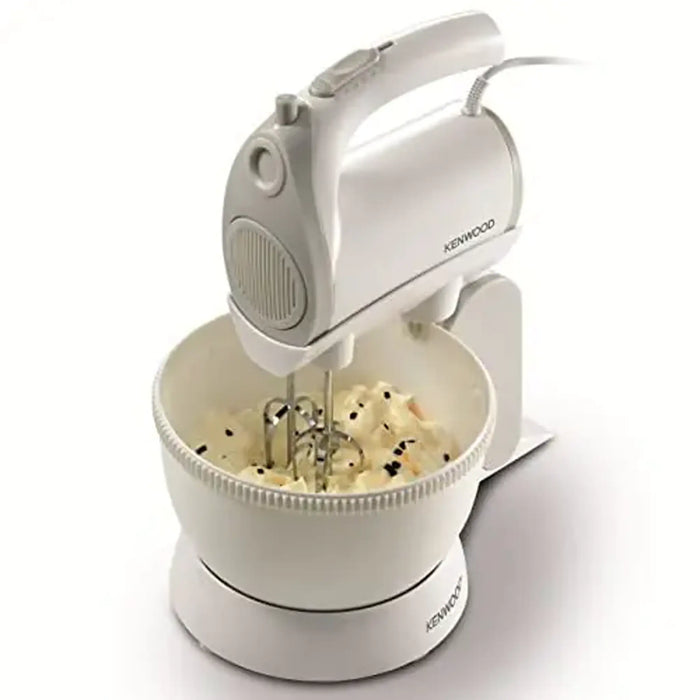 Kenwood Hand Mixer with Bowl HMP22.000WH | 2.4L Capacity | 300W Motor | 5 Speeds + Turbo | Stainless Steel Beaters | White | HMP22.000WH