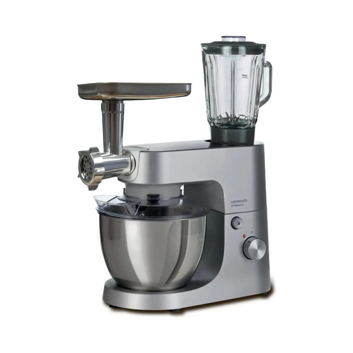 Kenwood HomeBake Stand Mixer | Kitchen Machine with Blender and Meat Grinder | 5L Stainless Steel Bowl | 1400W Motor | 6 Speeds + Pulse | Silver | KHH01-220SI