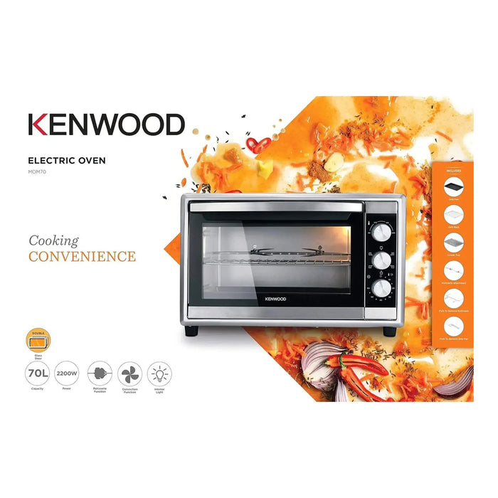 Kenwood Electric Oven 70L Silver | 70L Capacity | 2200W | Convection & Rotisserie | Double Glass Door | Silver | MOM70-000SS
