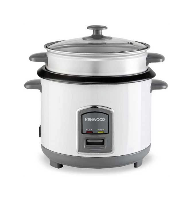 Kenwood Rice Cooker 1.8L | Electric Rice Cooker | Non-Stick Inner Pot | Glass Lid | White | RCM18-000WH