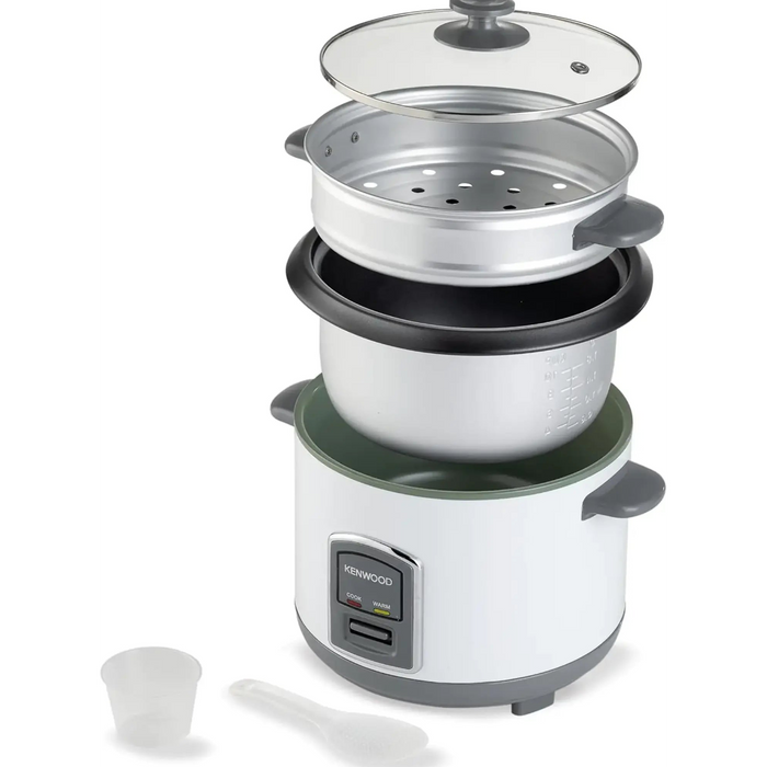 Kenwood Rice Cooker 1.8L | Electric Rice Cooker | Non-Stick Inner Pot | Glass Lid | White | RCM18-000WH