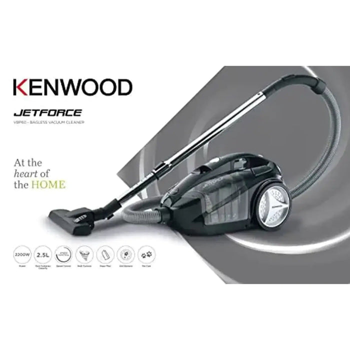 Kenwood JetForce VBP60 Bagless Vacuum Cleaner | 2200W | 2.5L Capacity | Multi Cyclonic | HEPA Filter | Black | VBP60.000.BK