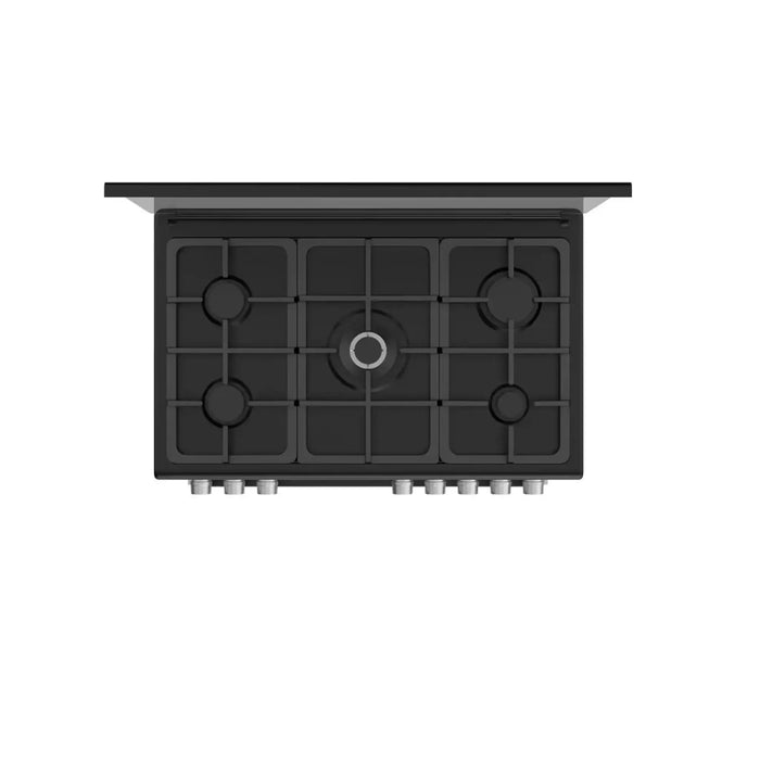 KROME 90x60cm Free Standing Cooker | Gas Oven | 5 Burners | Double Knob Control | Stainless Steel Cooking Range | Double Oven Lamps | Full Safety | Matte Black | KR-CR9062FEB
