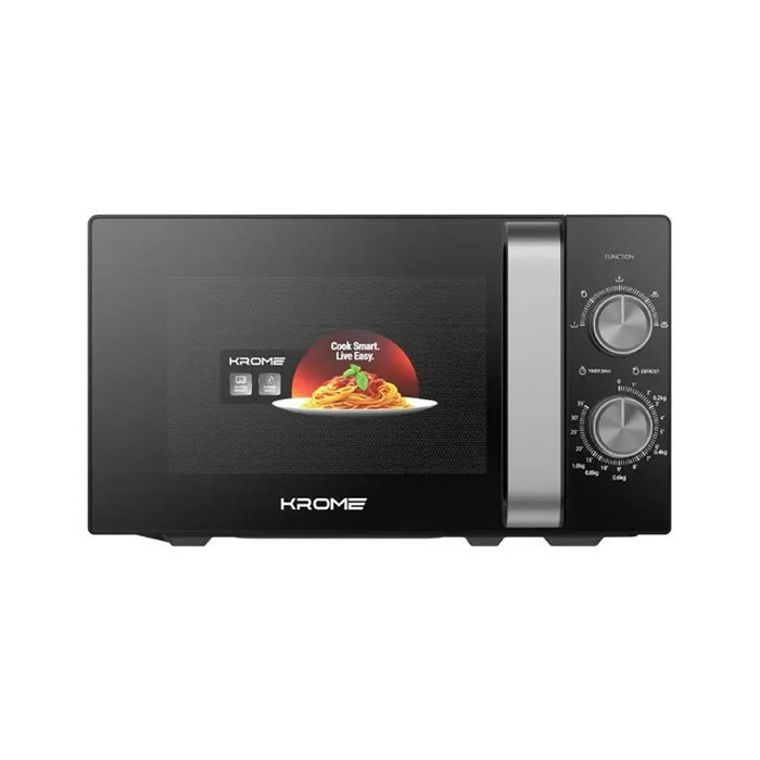Krome Microwave Oven 20L Capacity| 700W Output| 5 Power Levels| 35 Minute Timer| Cooking End Signal| Grey Painted Cavity| Black Color| KR-MW20MM