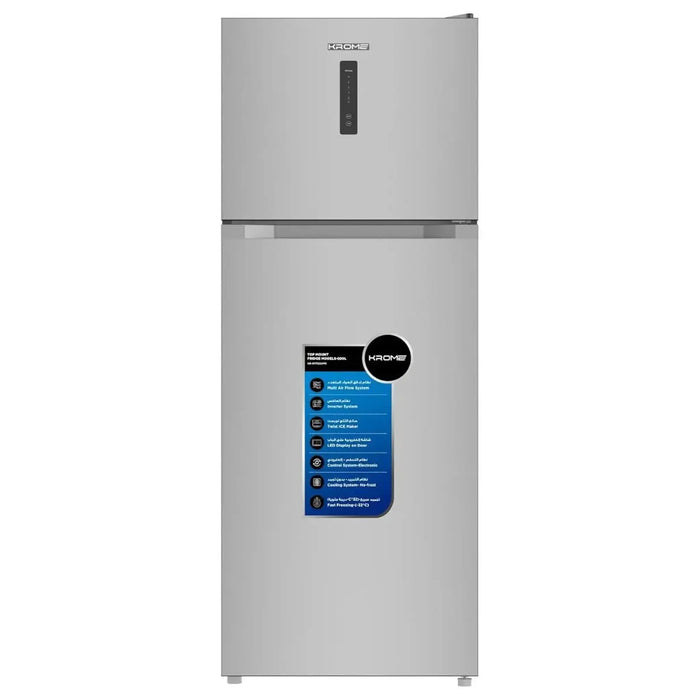 KROME 600L Capacity Double Door Refrigerator | Total No Frost | LED Display | Twist Ice Maker | Humidity-Controlled Crisper | KR-RFF600MII
