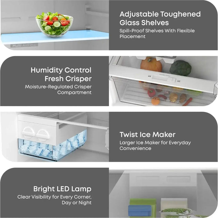 KROME 600L Capacity Double Door Refrigerator | Total No Frost | LED Display | Twist Ice Maker | Humidity-Controlled Crisper | KR-RFF600MII