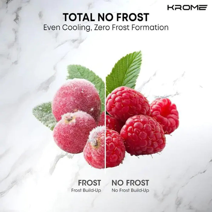 KROME Side-by-Side Refrigerator Gross 701L & 526 L Net | Inverter Compressor| Total No Frost| External LED Display| Water Dispenser| Ice Twister| Door Alarm| Inox Finish| KR-SBS 701WIH