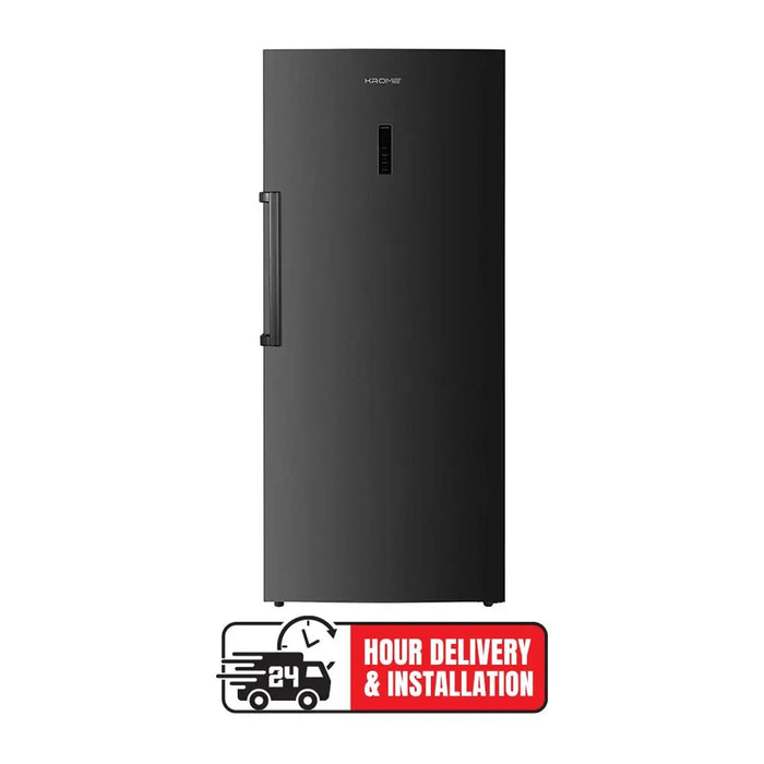 KROME Upright Freezer 439L Gross 530L | Massive Capacity | Energy-Efficient Cooling | Electronic Touch | Temperature Control | Inverter Compressor | Convertible Function | Dark Silver Inox Colour | KR-UF530IH