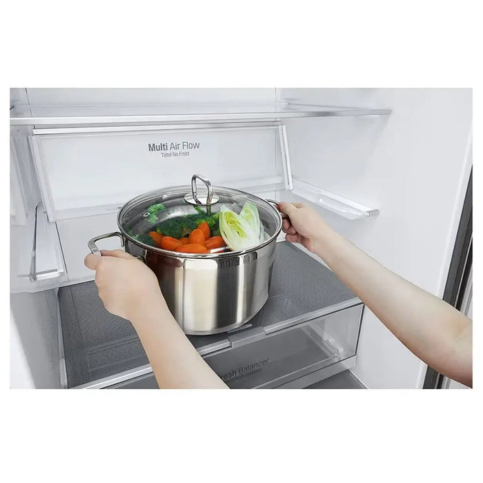 LG 446 Liter LG New Bottom Mount Refrigerator| Inverter Compressor| Multi AirFlow| Smart Diagnosisª| Platinum Silver|GR-F589BLCM