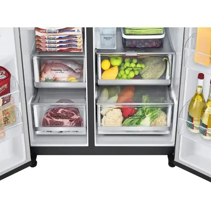 LG Instaviewª Side By Side 617 Litres Refrigerator| UV Nanoª| Linear Coolingª| ThinQª| Matte Black Color