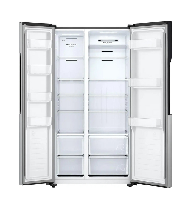 LG 509 Liter Side-by-Side Refrigerator| Inverter Compressor| Silver|335L Fridge| 174L Freezer| Multi Air Flow| Tempered Glass Shelves |LED Display|GRFB587PQAM