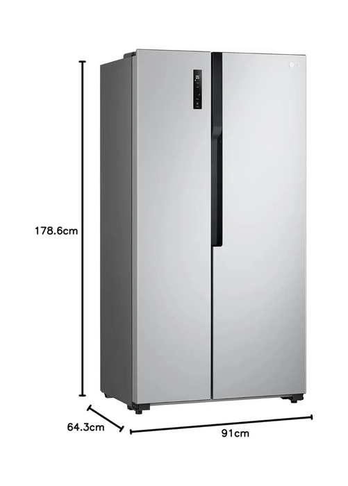 LG 509 Liter Side-by-Side Refrigerator| Inverter Compressor| Silver|335L Fridge| 174L Freezer| Multi Air Flow| Tempered Glass Shelves |LED Display|GRFB587PQAM