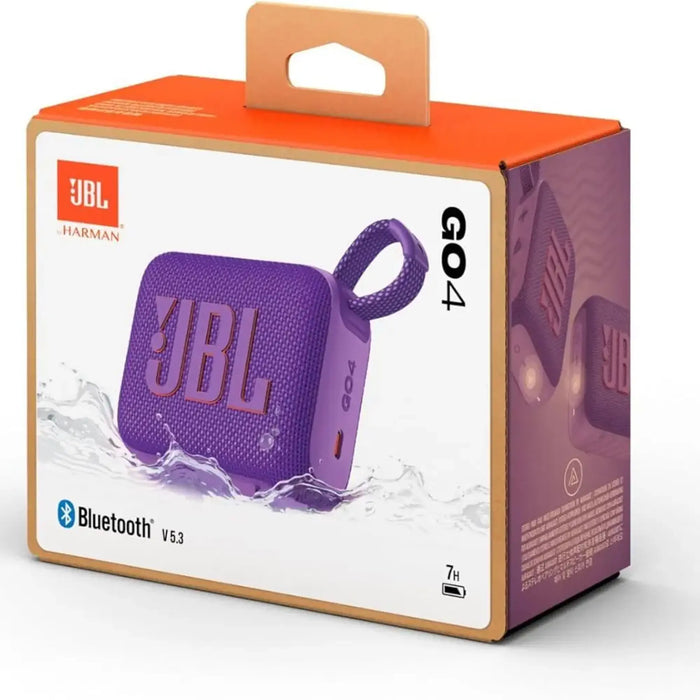 JBL Go 4 | Ultra-portable JBL Pro Sound with punchier bass | Up to 7 hours playtime | Waterproof and dustproof | Purple