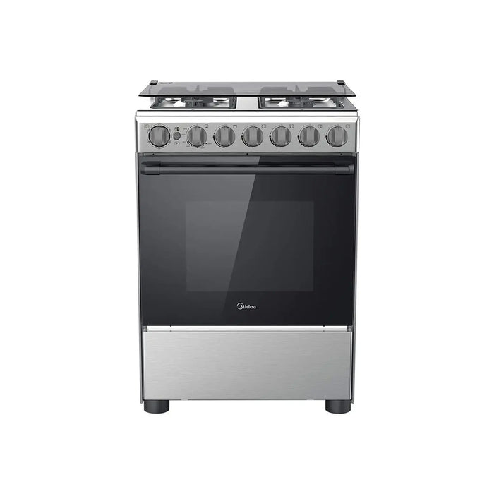 Midea 60x60cm Gas Cooking Range 4 Burners Steel Panel with Oven and Grill | CME6060