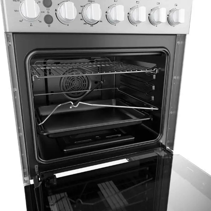 Midea 60x60cm Freestanding Cooker with Convection Fan | Full Gas Cooking Range with 4 Burners | Automatic Ignition & Full Safety | Cast Iron Pan Support | Double Knob for Grill & Oven Control | EME6060-C