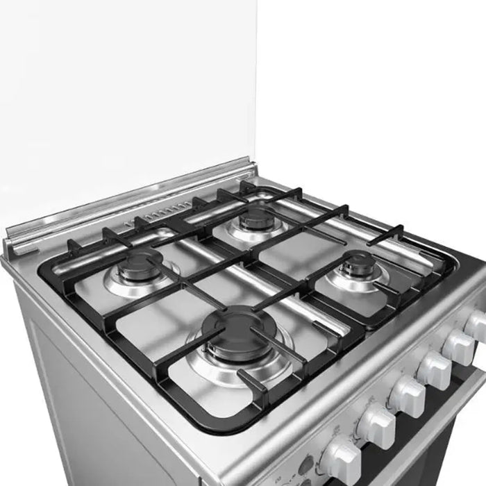 Midea 60x60cm Freestanding Cooker with Convection Fan | Full Gas Cooking Range with 4 Burners | Automatic Ignition & Full Safety | Cast Iron Pan Support | Double Knob for Grill & Oven Control | EME6060-C