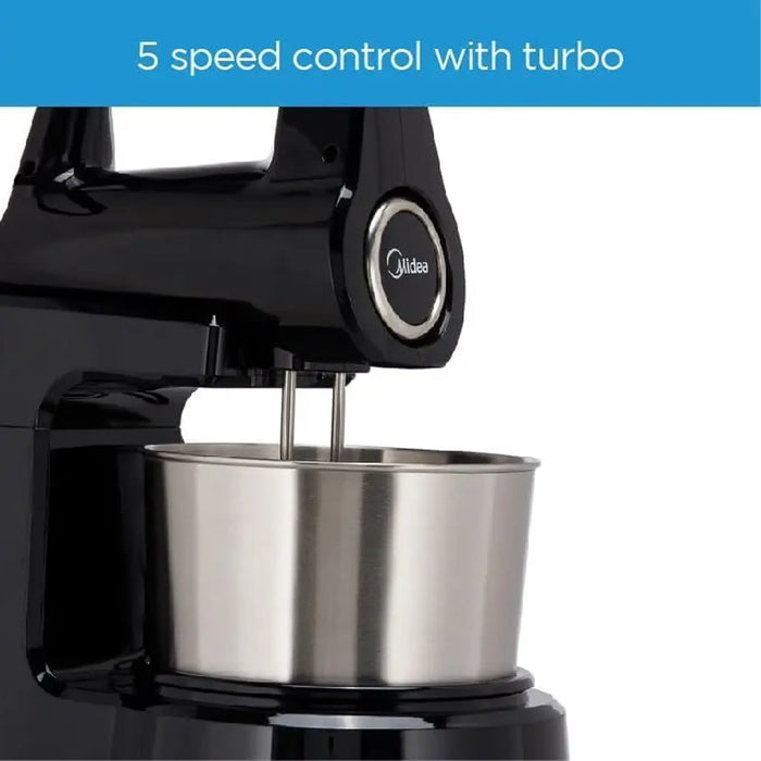 Midea 5-in-1 Hand Mixer & Stand Mixer | 400W Motor | 2L Stainless Steel Bowl | 5 Speeds + Turbo | Kneads, Mixes, Whips & Whisks | HM0293A