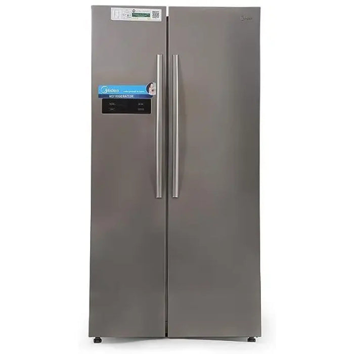 Midea 690L Gross Side By Side 2 Door Refrigerator HC689WENS | Frost Free Fridge Freezer With Humidity Control| Electronic Touch Screen With LED Display| Multi-Air Flow| Adjustable Door Racks| Silver
