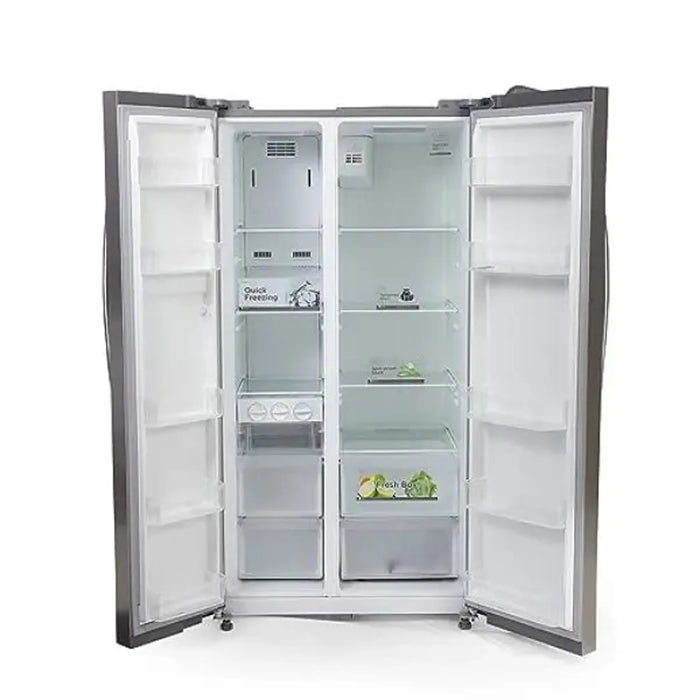 Midea 690L Gross Side By Side 2 Door Refrigerator HC689WENS | Frost Free Fridge Freezer With Humidity Control| Electronic Touch Screen With LED Display| Multi-Air Flow| Adjustable Door Racks| Silver