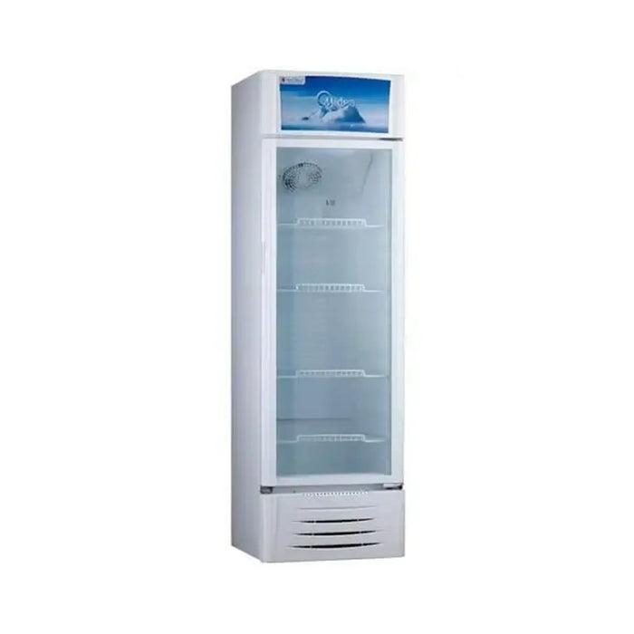 Midea Showcase Chiller Large - 411 Liters Gross Capacity | Upright Beverage Showcase | Energy-saving | low-noise | White Color | 59.5x61.0x200.5 cm | Best for Grocery-Home-Restaurant | HS411S-1 Year Warranty