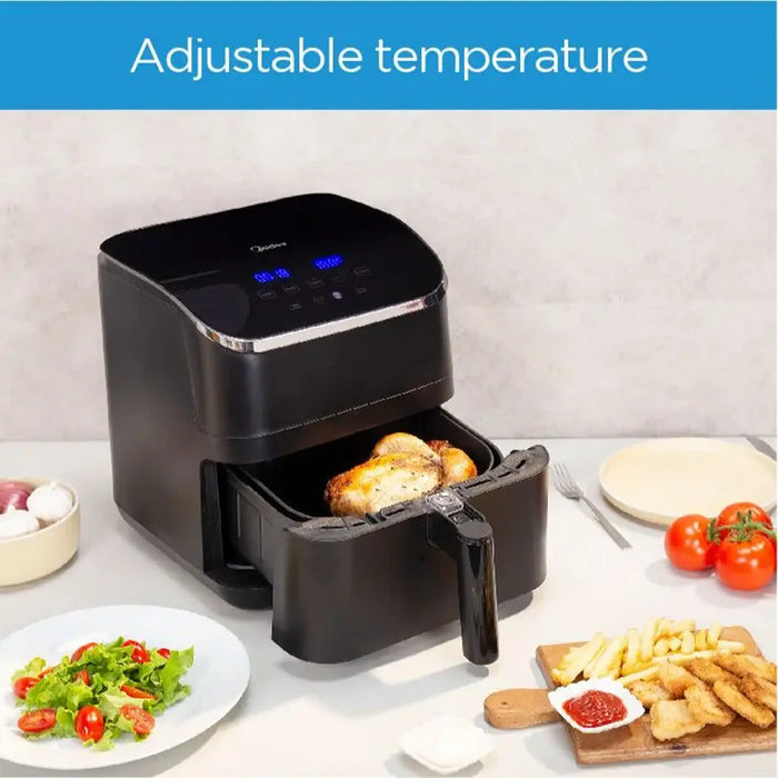 Midea XXL 5.5L Air Fryer | 1700W | Dual Cyclone Rapid Hot Air Technology | Frying | Grilling | Broiling | Roasting | Baking & Toasting | Digital Control | Best Oil Free Fryer for Large Family | MFCN55D2