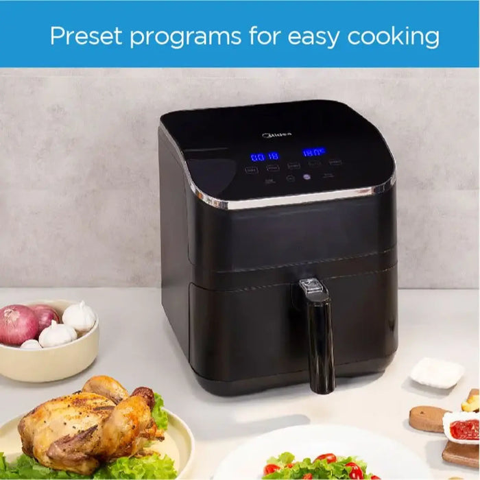 Midea XXL 5.5L Air Fryer | 1700W | Dual Cyclone Rapid Hot Air Technology | Frying | Grilling | Broiling | Roasting | Baking & Toasting | Digital Control | Best Oil Free Fryer for Large Family | MFCN55D2