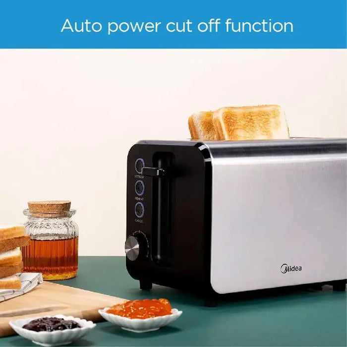 Midea 2-Slice Toaster | 950W | Adjustable Browning Control | Removable Crumb Tray | Automatic Pop-Up | Defrost, Warm, Cancel Functions | Auto Power Cut-Off | 7 Level Settings | White | MTRW2L20W