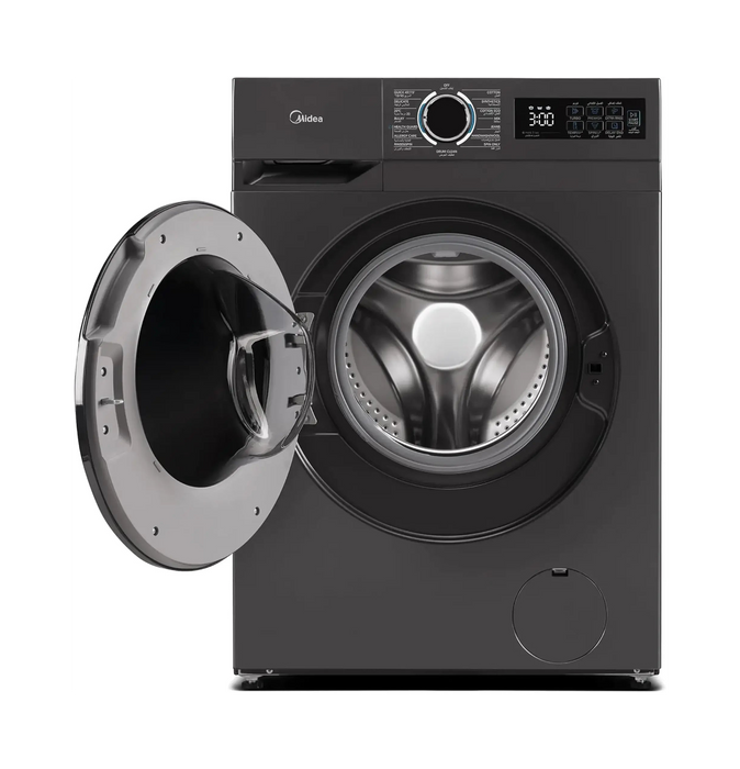 Midea Front Load Washing Machine 8kg Titanium | Inverter Motor | 1400 RPM | Steam Care | Turbo Wash | MF110W80B/T