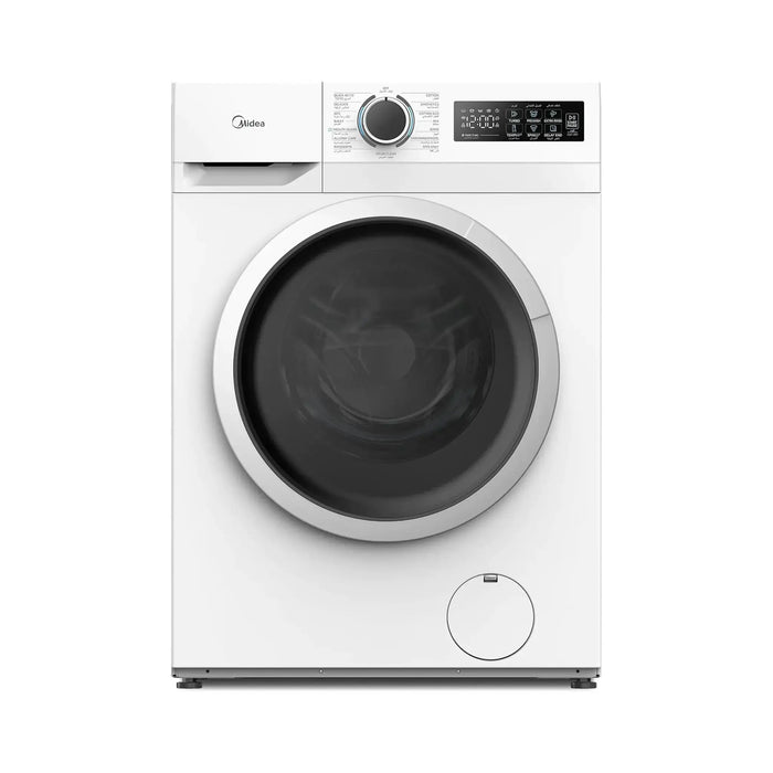Midea 8KG Front Load Washing Machine BLDC Inverter Motor|1400 RPM | 15 Programs| Lunar Dial| Integrated Digital Control-LED Display| Water Cube Drum | White| MF110W80B-W-GCCE