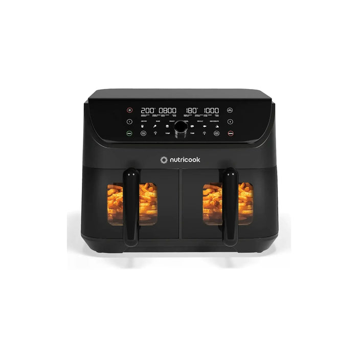 Nutricook Air Fryer Duo 2 Vision 8.5L | Dual Independent Baskets With Clear Windows | 12 One-Touch Cooking Programs | 2400W | Black | NC-AFD185V
