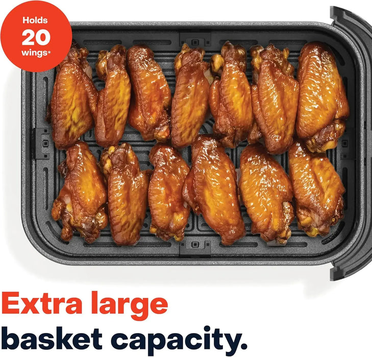 Nutricook Slim XL Air Fryer 7.6L | 1700W Power | Space-Saving Slim Design | Clear Viewing Window & Internal Light | 10 Presets Air Fry Bake Reheat | Black | AFS200