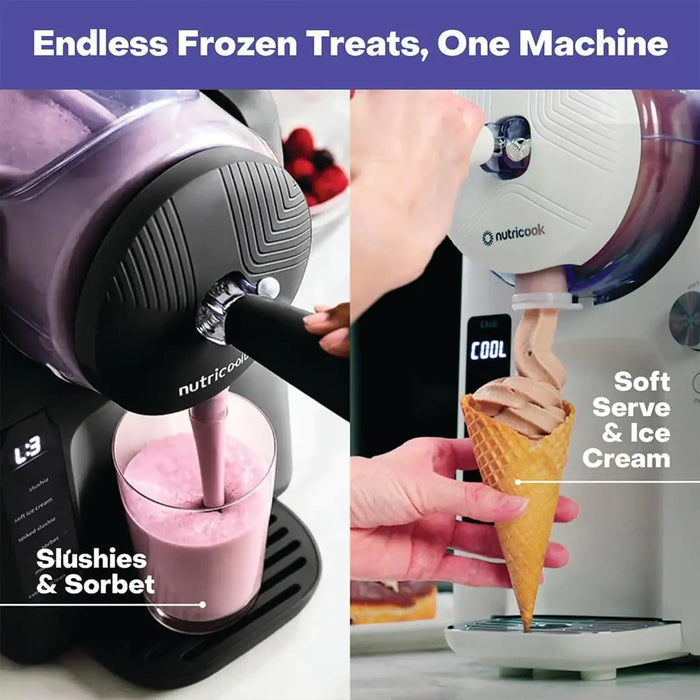 Nutricook Frost Slush & Swirl Soft-Serve Ice Cream And Frozen Treat Maker | 1.8L Capacity | 150W Built-In Compressor | 6 Preset Programs | 7 Texture Settings | Black | NC-FRS330K