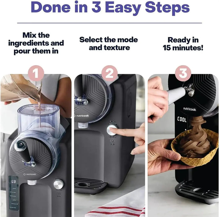 Nutricook Frost Slush & Swirl Soft-Serve Ice Cream And Frozen Treat Maker | 1.8L Capacity | 150W Built-In Compressor | 6 Preset Programs | 7 Texture Settings | Black | NC-FRS330K