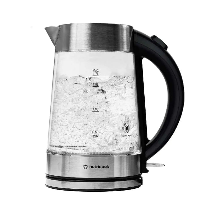 Nutricook Glass Kettle 1.7L | 1.7L Capacity | 2200W Double-Wall Borosilicate Glass | Boil Dry Protection | Auto Shut-Off | 360¡ Swivel Base | NC-GK100