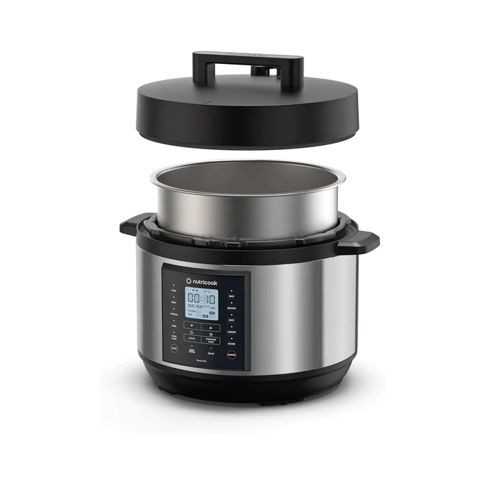 Nutricook Smart Pot 2 Plus Multi-Cooker | 9.5L Capacity | 1500W | 9-in-1 Pressure, Slow, Rice Cooker & More | Smart Lid | Brushed Stainless Steel/Black | NC-SP210L