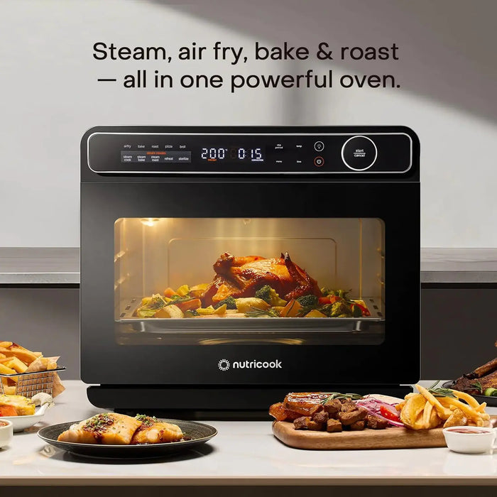 Nutricook Steami X - 10 in 1 Air Fryer Convection Oven with Real Steam Technology for Healthier Cooking 24L| Stainless Steel Interior | Top & Bottom Heating Element | NC-ST330K
