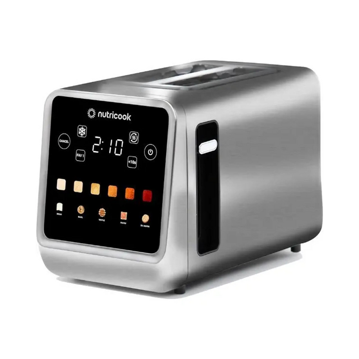 Nutricook 2 Slice Smart Toaster with Touch Screen| all in one for Bread| Bage| Pastry and English Muffin| reheat| Defrost & Favorite button| Stainless Steel|850W|NC-TS201