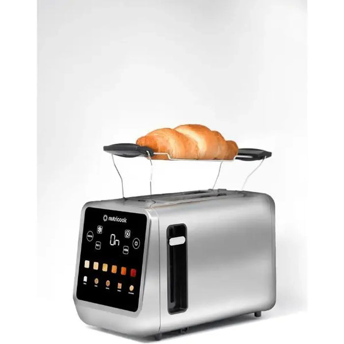 Nutricook 2 Slice Smart Toaster with Touch Screen| all in one for Bread| Bage| Pastry and English Muffin| reheat| Defrost & Favorite button| Stainless Steel|850W|NC-TS201