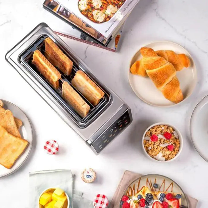 Nutricook 4 Slice Smart Toaster with Touch Screen| all in one for Bread| Bagel Waffle|Pastry and English Muffin|Reheat|Defrost & Favorite button|Stainless Steel|1450W|NC-TS401
