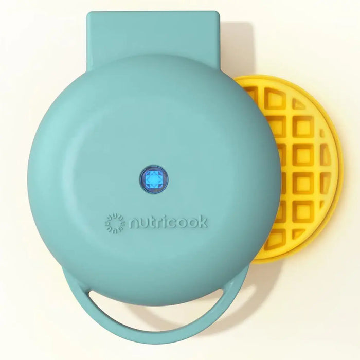 Nutricook Mini Waffle Maker | 350-420W | Healthy Ceramic Non-Stick Coating | Quick Heating | Compact Lightweight Design | Red | NC-WM100R