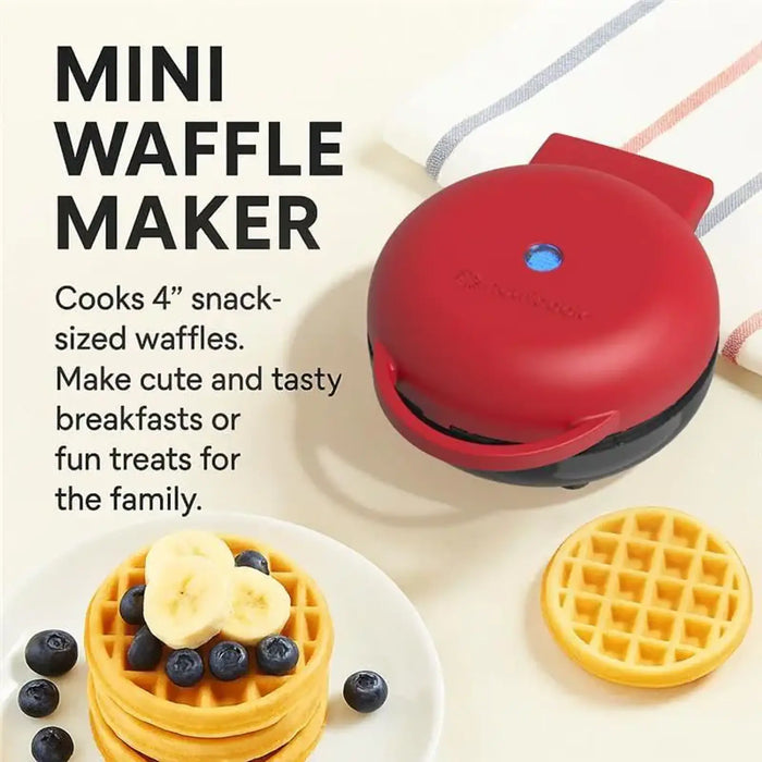 Nutricook Mini Waffle Maker | 350-420W | Healthy Ceramic Non-Stick Coating | Quick Heating | Compact And Lightweight | Red | NC-WM100R