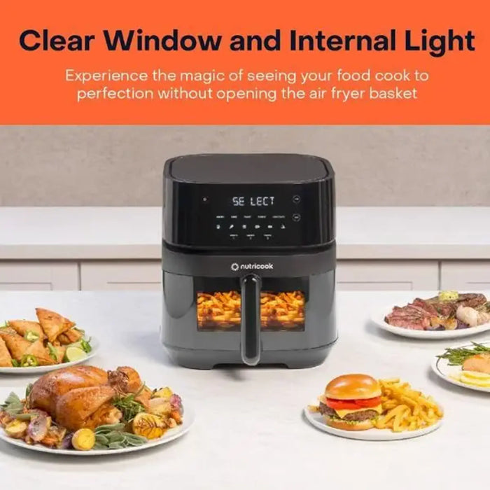 Nutricook Air Fryer 3 Vision 5.7L|Clear Window & Internal Light|Air Fry, Roast, Bake, Dehydrate & Reheat|6 Presets|Black|1700W|2 Year Warranty