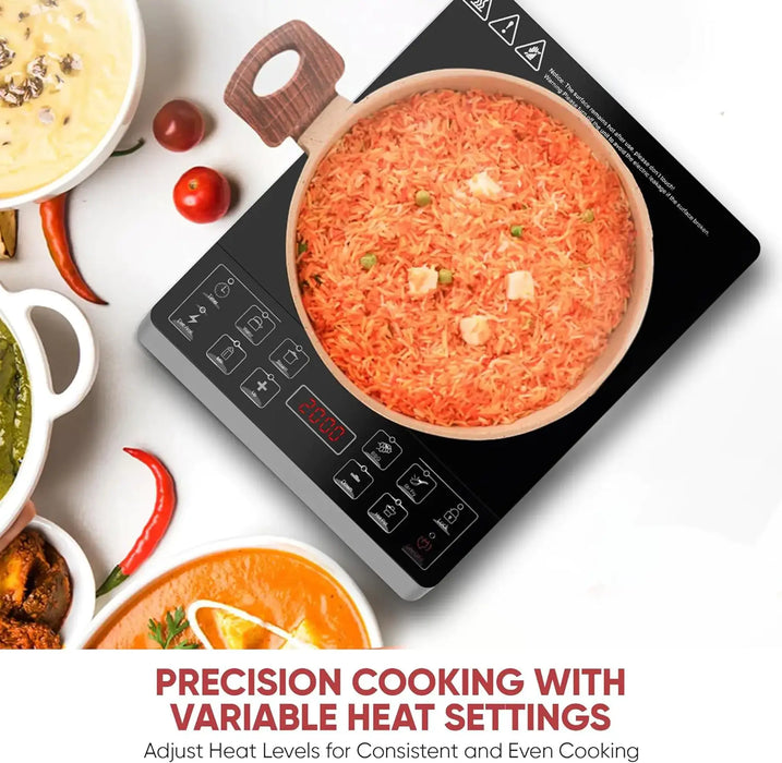 Russell Hobbs Infrared Cooker J12 | 2000W Infrared Heating | Single Cooking Zone | 7 Preset Menus | Child Lock Safety | Black | J12