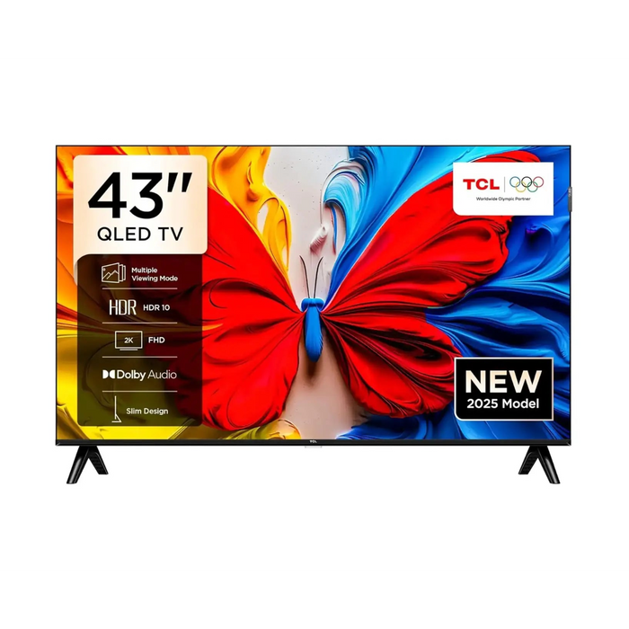TCL 43 Inch S5K QLED Full HD Smart Google TV | HDR10 | Dolby Audio | Google Cast | Slim Bezel-Less Design | 43S5K