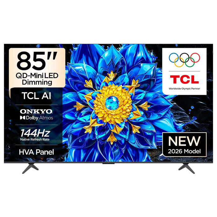 TCL 85 Inch QD-MiniLED Dimming 4K TV | 144Hz Native Refresh Rate | ONKYO | HVA Panel | 2026 Model